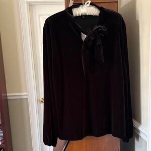 *NWT Talbots Elegant Black Velvet Velveteen Tunic Top Holiday Winter Festive
